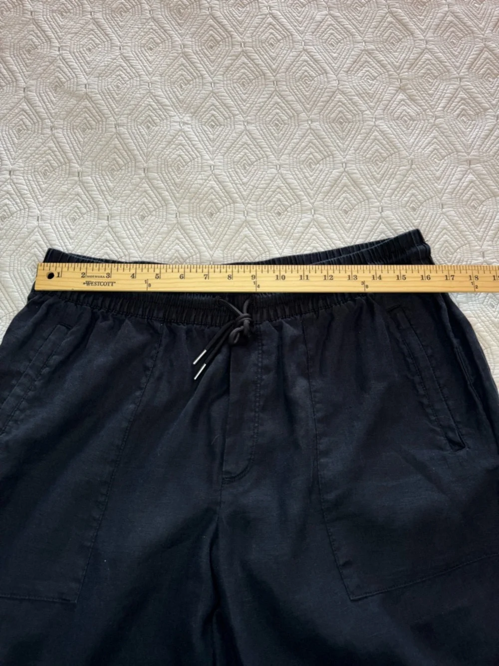 Athleta Retreat  Black Wide Leg Linen Drawstring Pants  Size Large